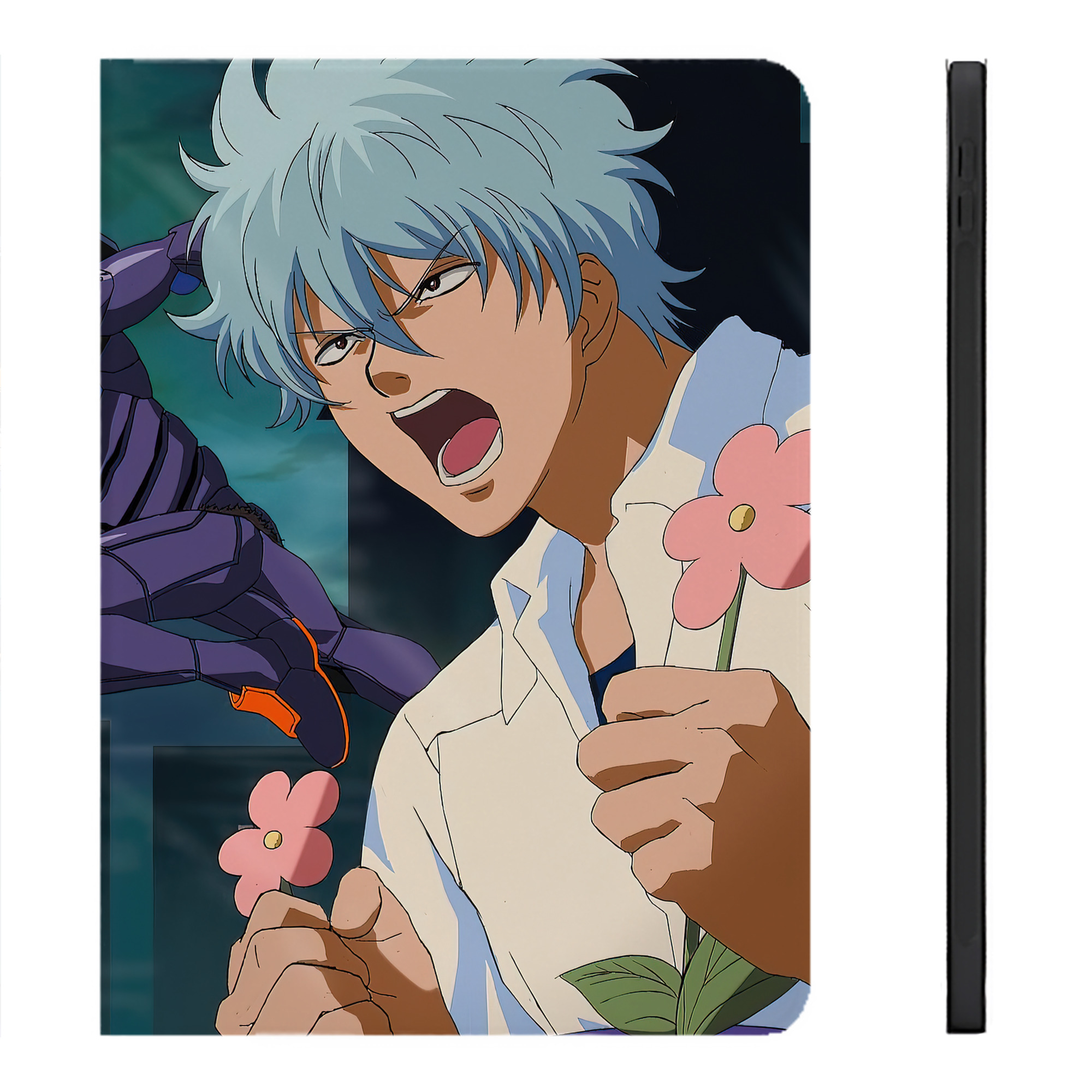 （画像用） ぎんたま 坂田銀時（さかたぎんとき） 神楽 志村新八（しむら しんぱち） GINTAMA Sakata Gintoki Kagura Shimura Shinpachi IPadケース ペンホルダー付き ブックスタイルデザイン